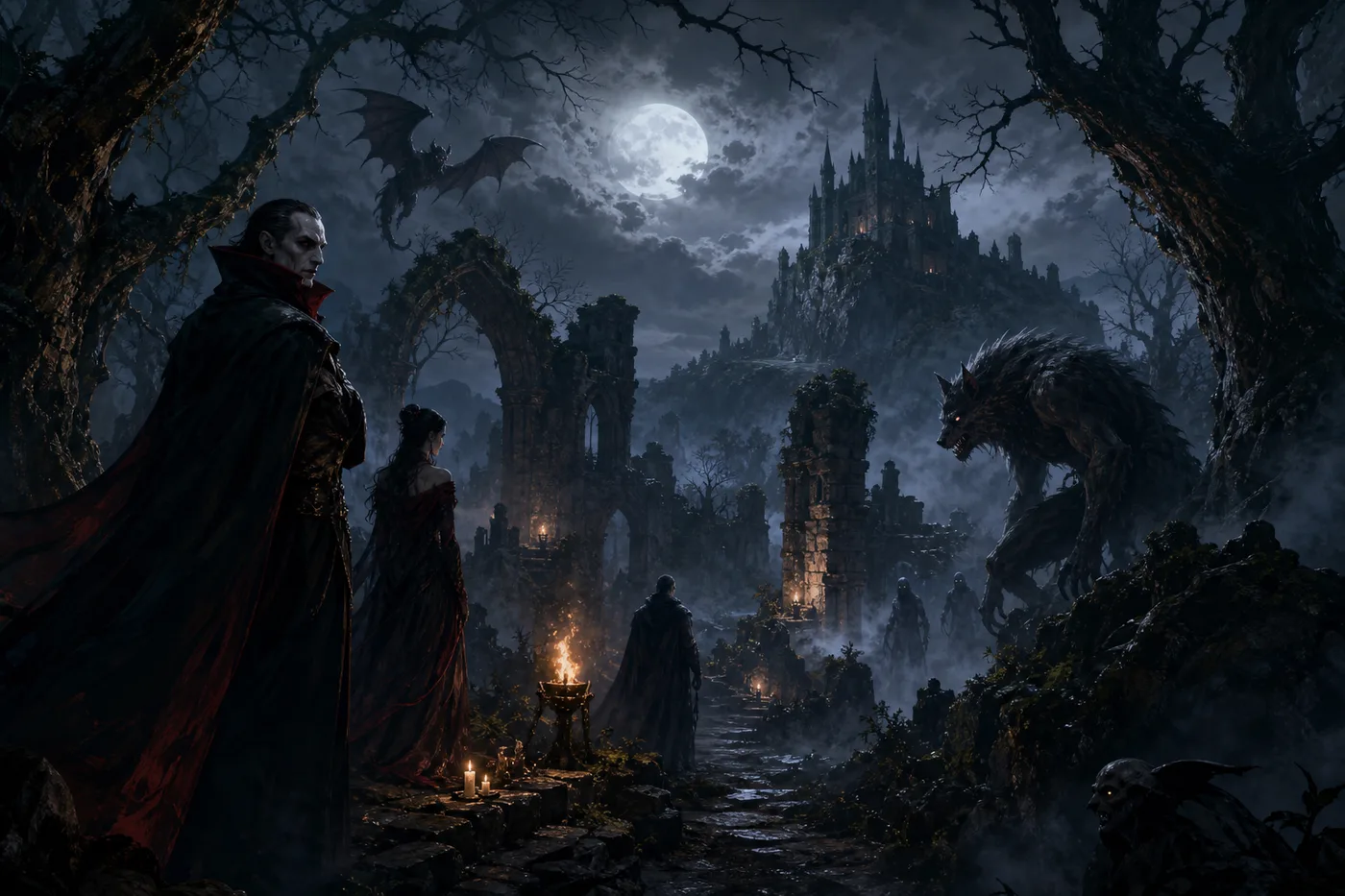 Wampiry, wilkołaki i inne istoty nocy w krainach fantasy